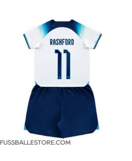 Günstige England Marcus Rashford #11 Heimtrikotsatz Kinder WM 2022 Kurzarm (+ Kurze Hosen)